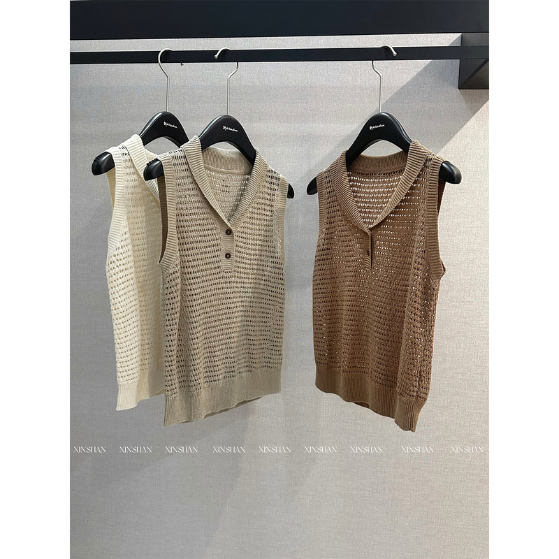 Xinshan Old Money V-Neck Linen Vest 2026 New Style Elegant Slimming Lapel Pullover Knitwear Xinshan Old Money V-Neck Linen Vest 2026 New Style Elegant Slimming Lapel Pullover Knitwear