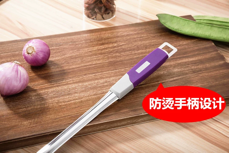 Thìa thép không gỉ đặt bếp nấu xẻng gia đình súp muỗng colander bếp đặt tay cầm dài chống cặn dày - Phòng bếp