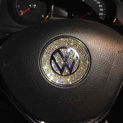 Suitable for new Volkswagen steering wheel logo diamond stickers POLO Golf Lavida CC Sagitar Magotan modified decorative stickers rhinestones