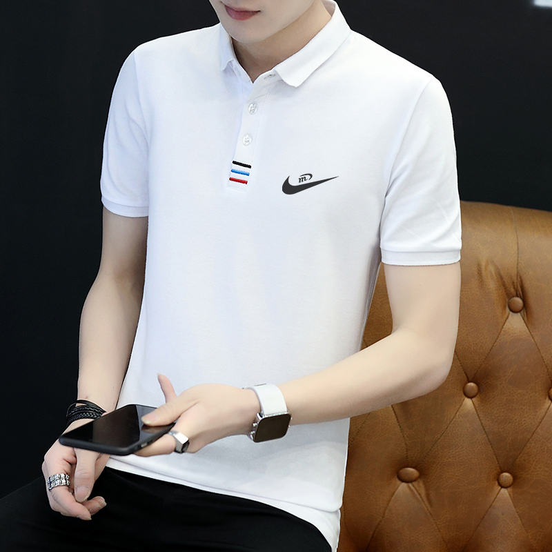 Nike Ton Men's Summer Nameplate T-shirt Short Sleeve Turnover Polo Shirt 2022 New Pure Cotton High-end Blouse Trend T