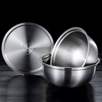 Non-slip stainless steel basin with lid egg basin large household thickened deep round soup basin and basin fresh pot