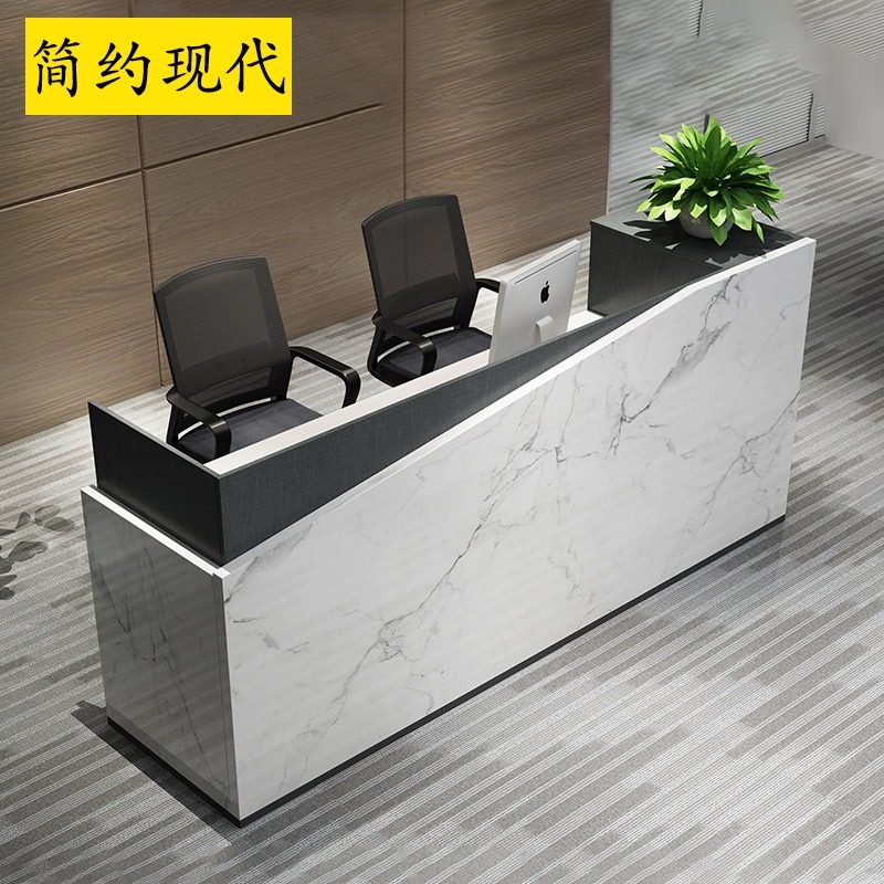 Company front desk small reception desk 1 8 meters imitation marble welcome counter hall bar counter 2 4 office front desk