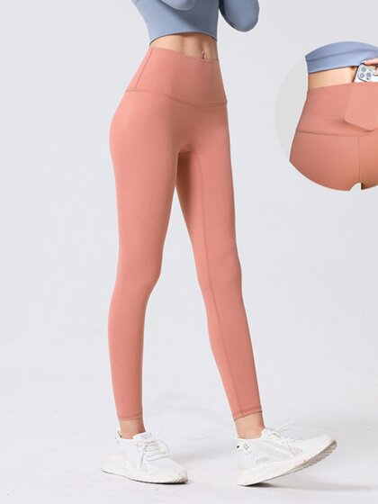 高腰裸感无尴尬线瑜伽裤女弹力紧身提臀健身房运动蜜桃臀打底裤女