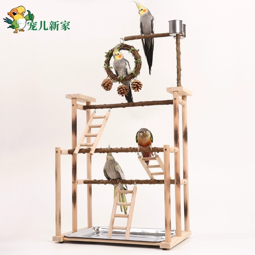 Большой натуральный перечный попугай, игрушка-качели, подставка для подъема, лестница, ветка, кольцо, деревянная платформа-лестница