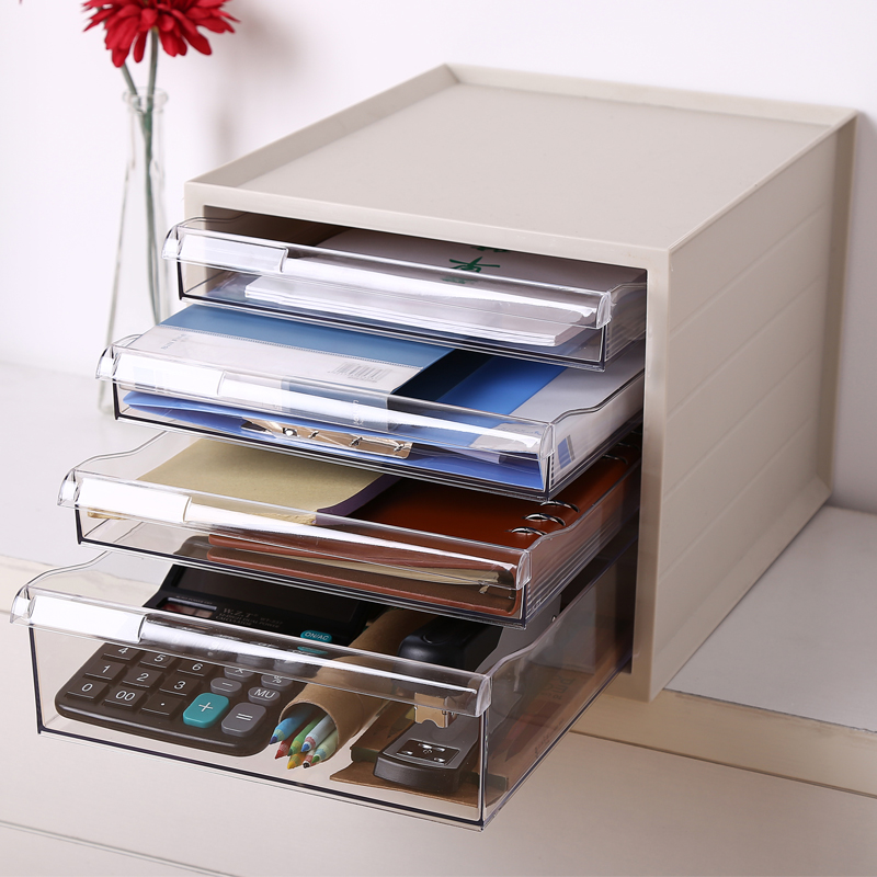 Desktop Office Shelf Plastic Storage Box Drawer Storage Cabinets