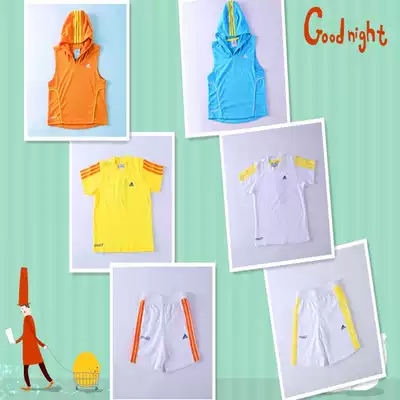 Qing Goods brand new goods children's baby children's clothing pure cotton suit T-shirt shorts hooded vest three-piece set