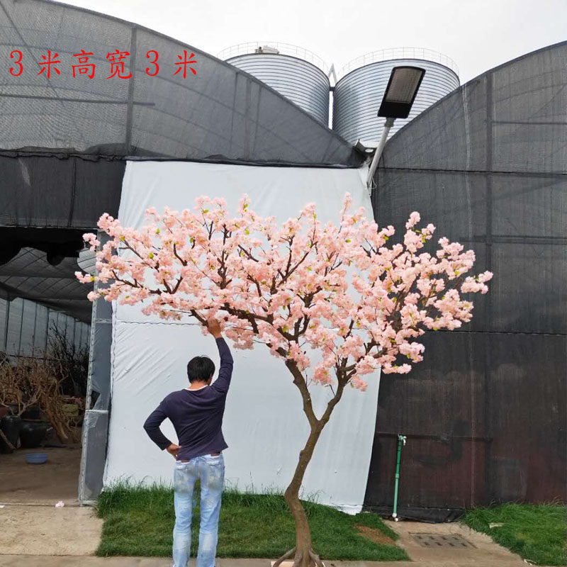Shanghai simulation cherry tree Large peach flower floor-to-ceiling floral plant Wishing tree Hotel wedding interior decoration fake tree