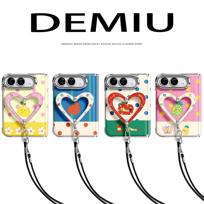 Japanese Demiu Suitable for iPhone 18 Duo Phone Case, Wide Folding Central Axis Magnetic Protection, Heart-Shaped Stand, Crossbody Strap, Leather Texture, Skin-Friendly Feel, Sweet Style for Women Japanese Demiu Suitable for iPhone 18 Duo Phone Case, Wide Folding Central Axis Magnetic Protection, Heart-Shaped Stand, Crossbody Strap, Leather Texture, Skin-Friendly Feel, Sweet Style for Women