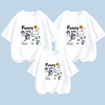 High-end parent-child summer clothing for a family of three short-sleeved 2024 new primary school students kindergarten sports meeting class uniform T-shirt