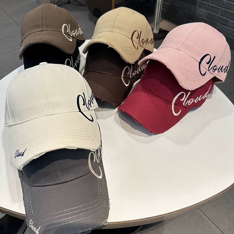 Hard-Brimmed Baseball Cap for Women, Spring and Summer, Embroidered Letters, Large Head Circumference, Black Baseball Cap, Makes Face Look Smaller, Sunshade Hat for Men, Trendy
