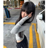 Осенний базовый приятный телу лонгслив, в американском стиле, V-образный вырез