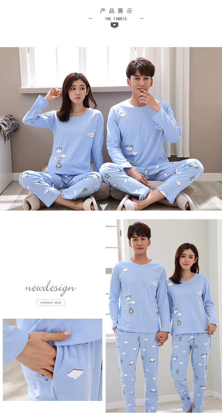 Đồ ngủ nam 2019 mới 2 bộ giá cặp cotton dài tay thanh niên học sinh nữ mẫu mùa xuân và mùa thu kiểu đồ bộ may vải thun bông