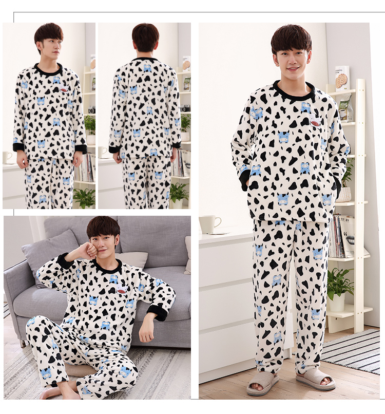 Nam big boy đồ ngủ mùa đông 13-15 tuổi Big boy 12-18 thanh niên lông cừu san hô 14 mùa thu và mùa đông mô hình 16 flannel quần áo ngủ nam