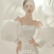 New photo studio maternity photo clothes fashionable slim satin white dress expectant mother photo photography art clothes