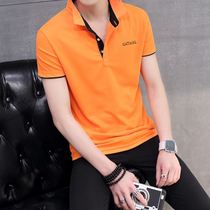 Summer short sleeve T-shirt mens color lapel youth slim solid color polo shirt with lead half sleeve sports clothes