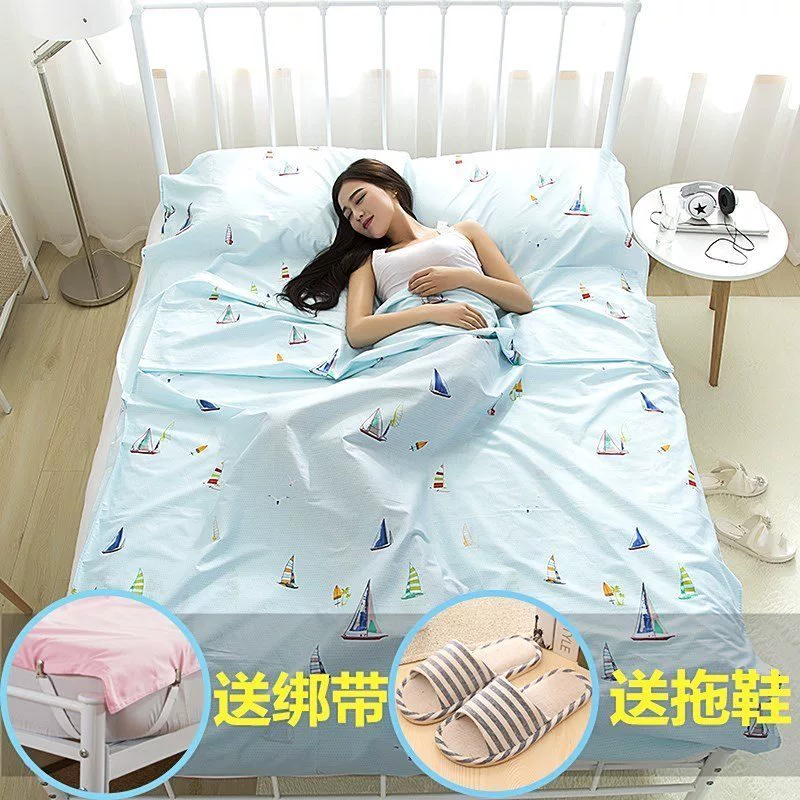 Túi ngủ, cotton, bẩn, xách tay, mỏng, siêu nhẹ, đơn, đôi, người lớn, khách sạn, cotton, du lịch bốn mùa - Túi ngủ