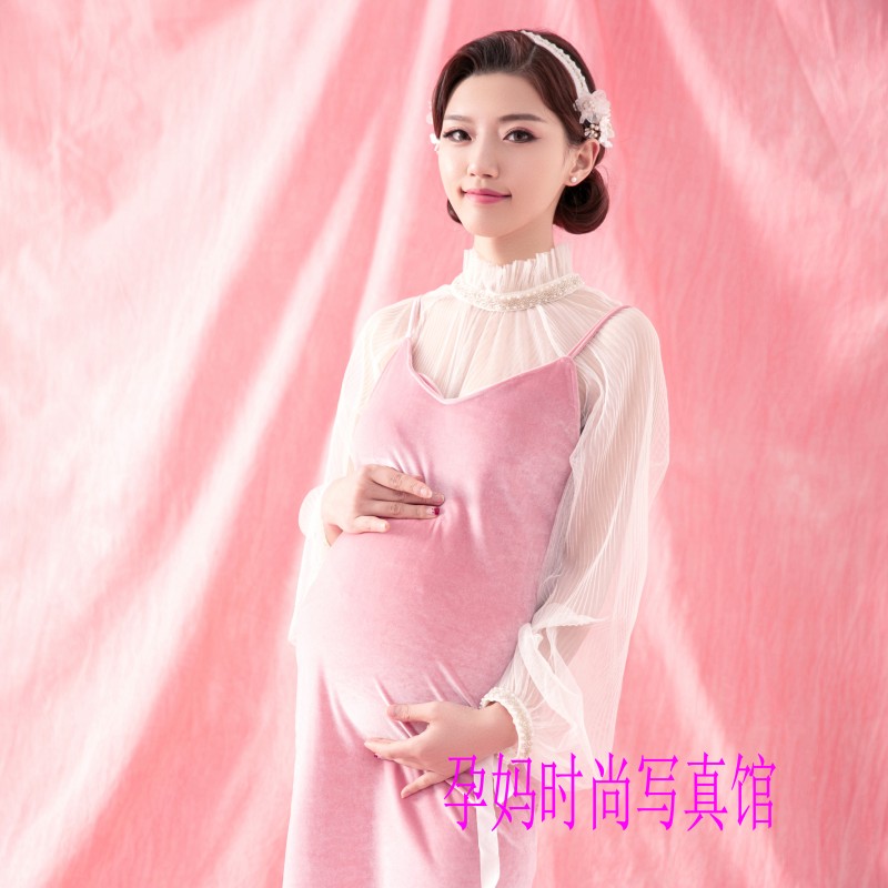 New Pregnant Woman Photo Costumes Photogramme Photo A Sexy Velvet Open Fork Lift With Dress Quasi Mommy Gestation Clothes-Taobao