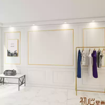 3D three-dimensional gypsum line wallpaper women's clothing store live room background wall cloth simple light luxury high-end wallpaper net red