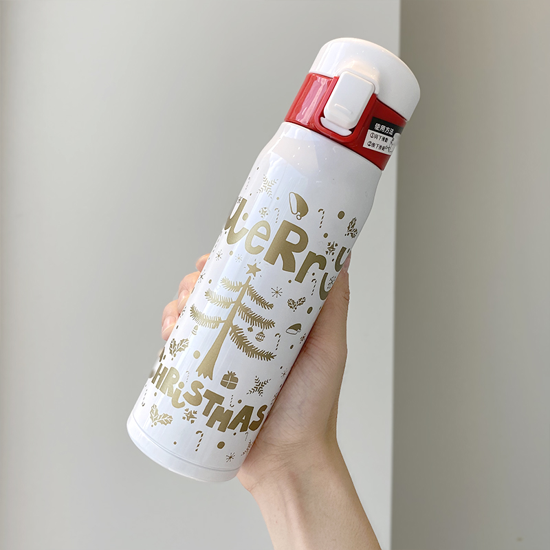 Christmas Great Capacity Insulation Cup Schoolgirl Brief Korean version Fresh adorable water glass portable bomb cover stainless steel mug