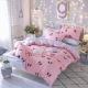 Bộ đồ giường đơn giản màu hồng da báo mùa hè bốn mảnh đặt 1,5m / 1,8 m chăn ngủ ký túc xá sinh viên ba mảnh chăn gối