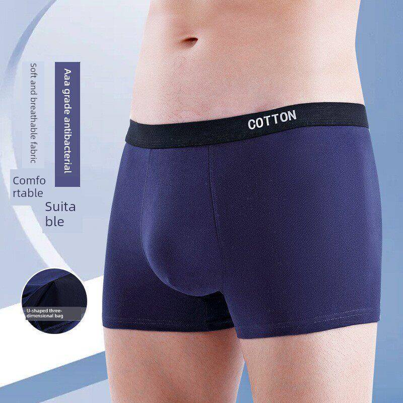 Men's Underwear Boys' Pure Cotton Boxer Briefs Loose Fit for Teenagers Large Size Antibacterial Boxing Shorts