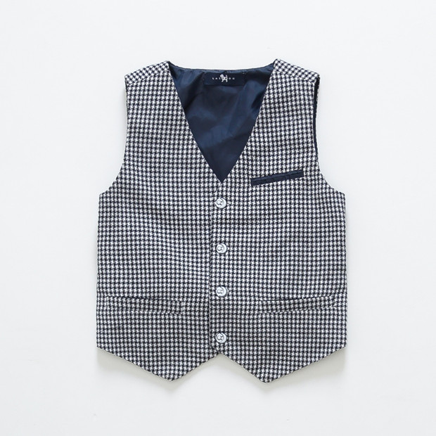 Mùa xuân và Mùa Thu Phù Hợp Với Trẻ Em Vest Houndstooth Áo Len Cậu Bé Bé Vest Mỏng Vest Cậu Bé Lớn Hiệu Suất