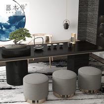 New Chinese tea table solid wood tea table modern Chinese style simple tea table and chairs combined white wax wood living room Zen short tea table