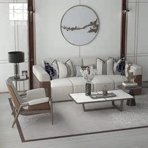 New Chinese solid wood sofa villa living room fabric sofa combination simple modern Zen hotel model room furniture