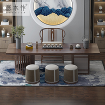 Tea table New Chinese solid wood tea table Zen-style modern Chinese living room tea table and chairs combined full solid wood tea table table