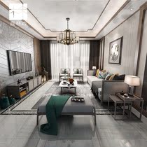 New Chinese solid wood cloth art sofa tea table combination modern minimalist living room hotel villa-like furniture customised