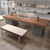 New Chinese tea table solid wood tea table modern Chinese meditation Kung Fu tea table tea table and chairs combined white wax wood table