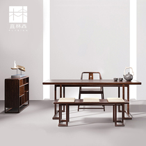 New Chinese Solid Wood Tea Table and Stool New Ming Zen Tea Table Living Room Tea Room Home Accommodation Furniture Tea Table and Chair Combination
