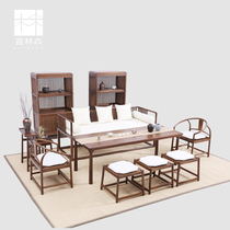 New Chinese solid wood arhat couch Ming style Zen furniture tea table round chair arhat couch combination furniture custom Yi Linsen