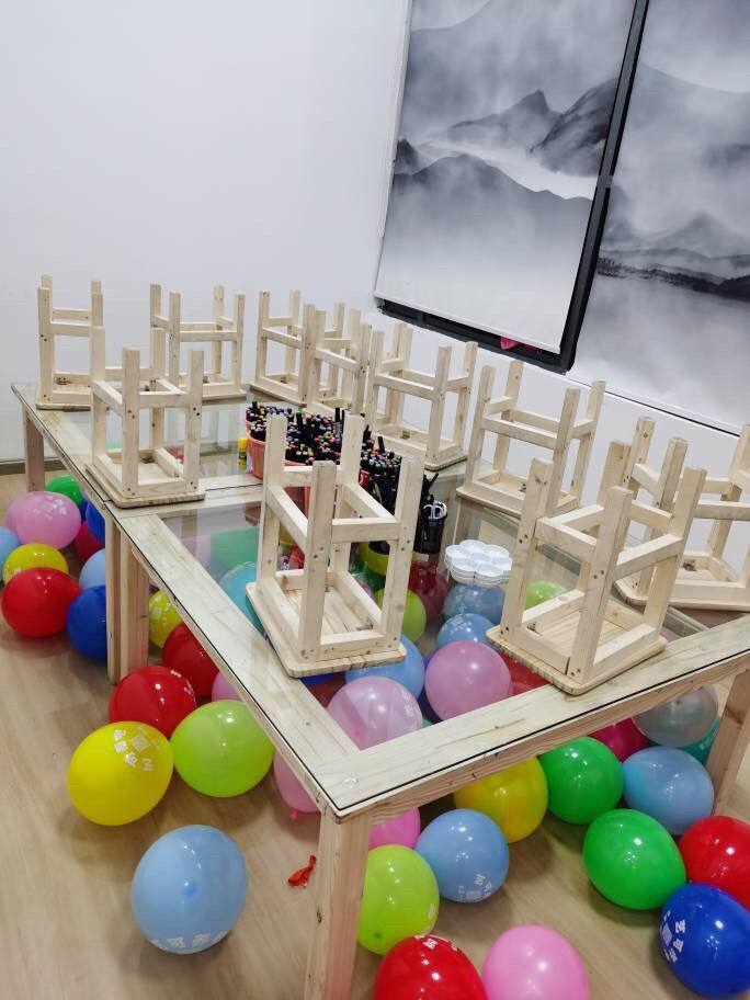 Glass Kindergarten Painting Table Fine Art Table Students Tutoring Training Table And Chairs Handmade Drawing Room Solid Wood Children Table Stool