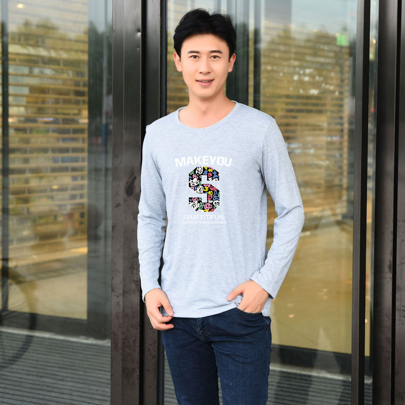 Đặc biệt hàng ngày mùa thu dài tay t-shirt nam vòng cổ chất béo trung niên áo sơ mi lỏng lẻo cotton kích thước lớn nam mùa thu quần áo mặc áo thun trơn