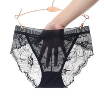  Sexy panties female lace transparent mesh ultra-thin low waist incognito hot temptation womens briefs low head
