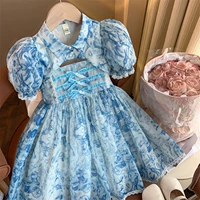 Летняя одежда, платье, наряд маленькой принцессы, юбка, коллекция 2023, в западном стиле, китайский стиль, рукава фонарики