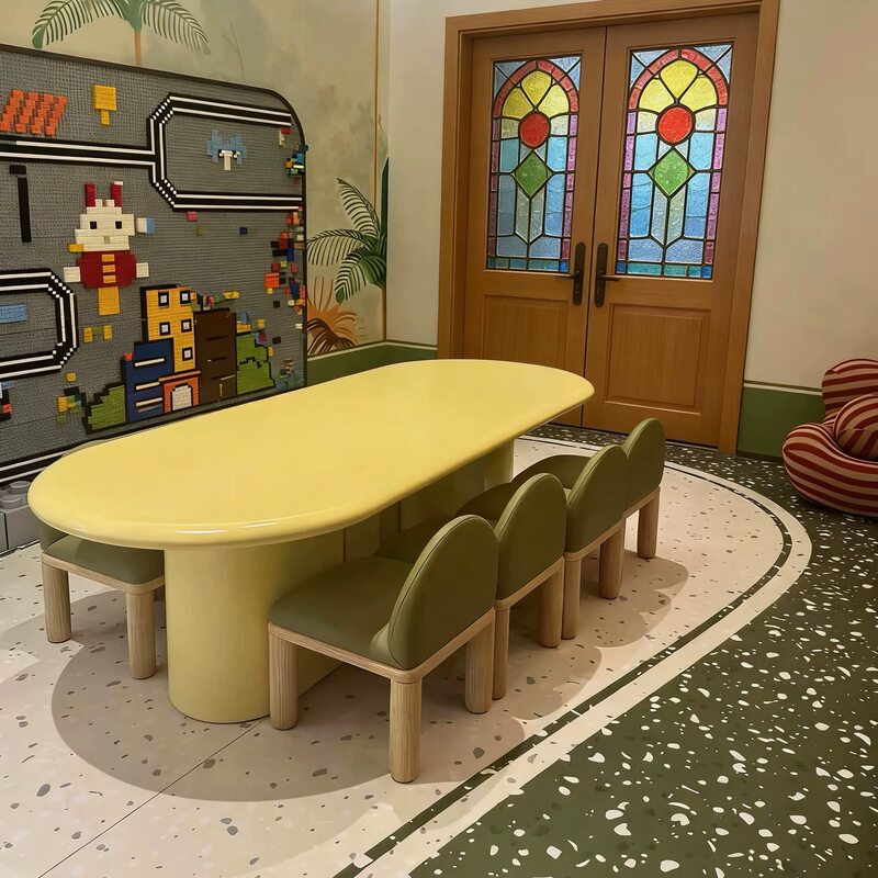 Creative Tables and Chairs for Children's Areas in Sales Offices, Model Homes, Early Education, Uniquely Shaped Handmade Reading Tables, Elevated Play and Painting Tables