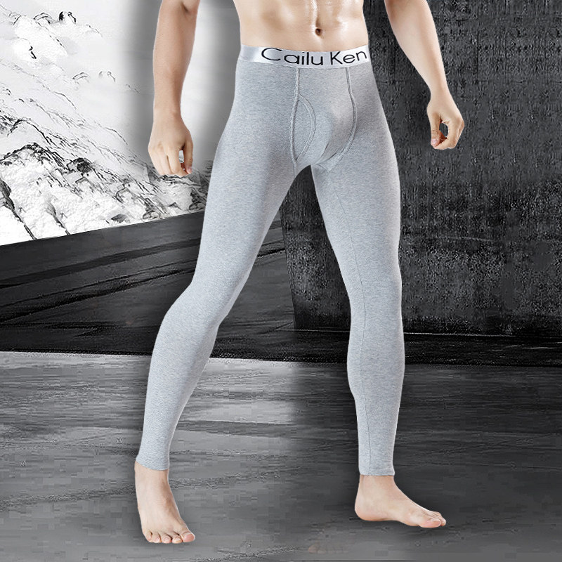 Cotton warm pants men's slim elastic close-fitting men's long johns 2022 new cotton student line trousers single piece