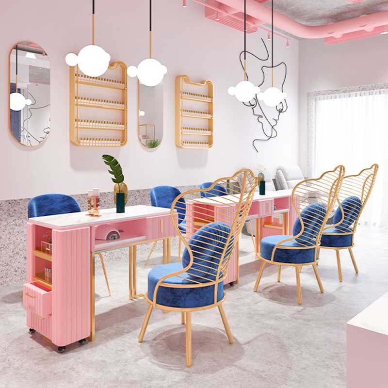 Ins net red marble manicure table and chair set single double light luxury manicure table simple modern manicure table