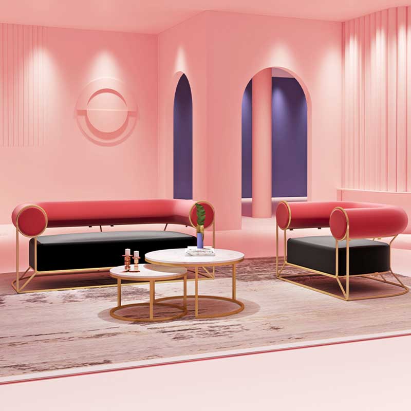 Nordic Tennis Red Beauty Salon Reception Casual Couch Minimalist Office Sofa Tea Table Combined Medeca Shop Small Sofa