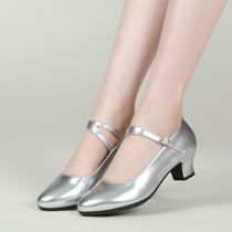 2024 New Summer Square Dance Shoes Womens Adult Soft Sole Social Four Seasons Latin Dance Medium and Low Heel Dance Shoes