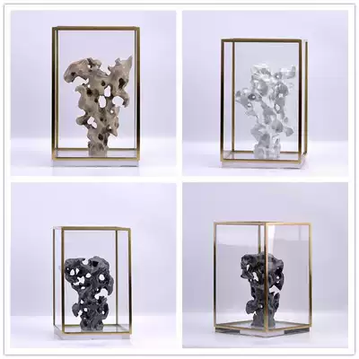 New Chinese style Taihu stone ceramic rockery small ornaments Model tenant hall Study entrance Bogu frame soft decorations