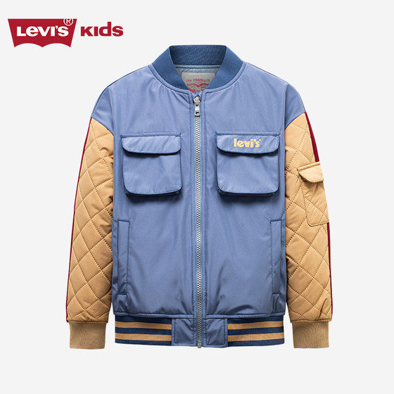 Levis Levis 아동 의류 소년 면화 의류 2023 가을 새로운 아동 짧은 재킷 두꺼운 방풍 및 따뜻한