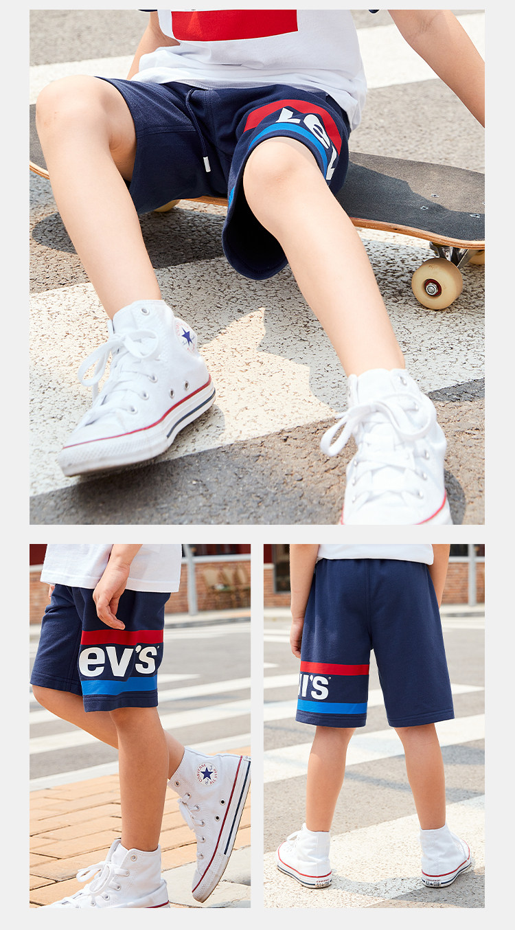 李维斯 儿童 100%纯棉 针织短裤 运动休闲裤 图8