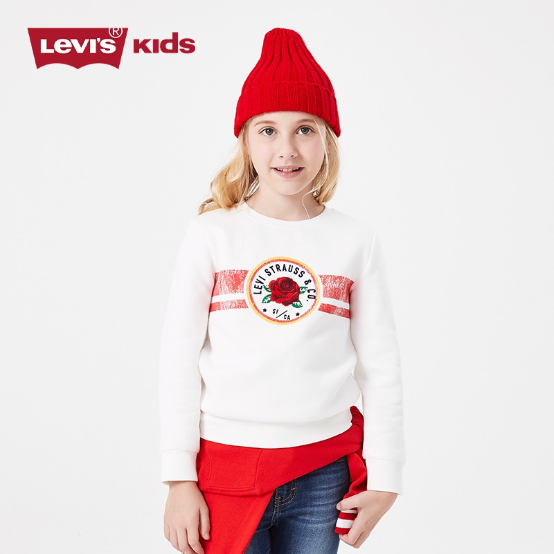 Levi's 李维斯 红白玫瑰纯棉 儿童套头卫衣 双重优惠折后￥58.54包邮 105-155cm两款可选
