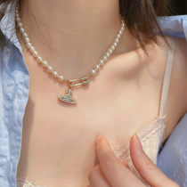 Le collier de perles Saturne Ne tricotez pas les os de la chaîne des os de la chaîne de cou extravagantes et petits cadeaux de Noël de Nouvel an les cadeaux de Noël