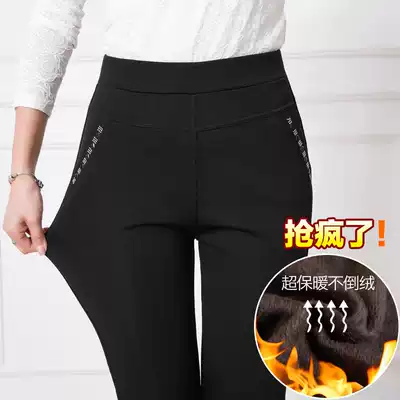 Middle-aged women's trousers mother dress pants spring and autumn middle-aged women's trousers autumn plus velvet thickening nei da ku straight leg
