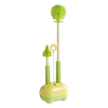 Bottle brush newborn baby special long-handled brush pacifier straw cup brush three-in-one silicone cleaning brush set
