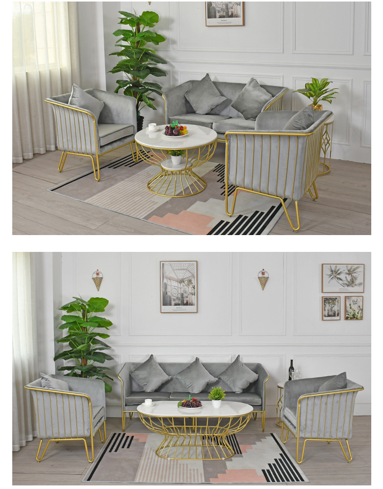Nordic Sắt ghế sofa sau sang trọng nhỏ gọn cửa hàng đồ nội thất ánh sáng Cafe Reception bảng hãng cà phê kết hợp hiện đại - Ghế sô pha ghế sofa băng dài